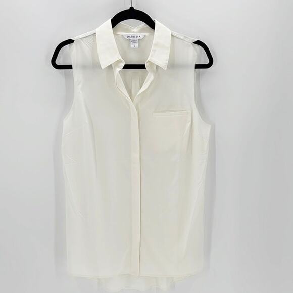 Athleta Urbanite II Tank sleeves button down high low top size M work travel - Picture 1 of 6